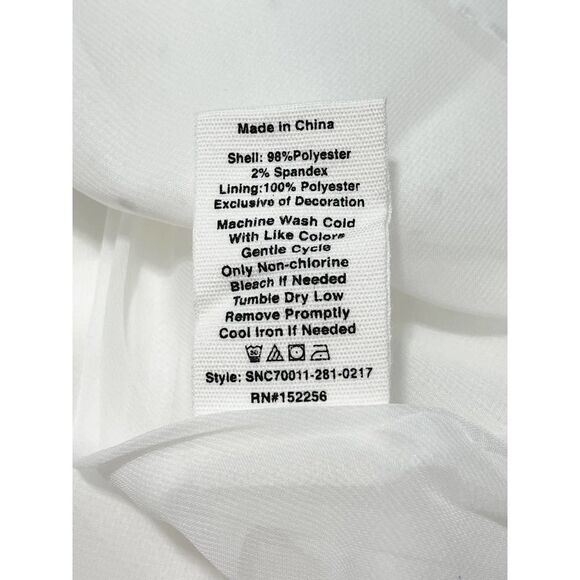 Avec Les Filles Long Sleeve Metallic Splatter Tie Crinkle Mini Dress White Small - Picture 7 of 15